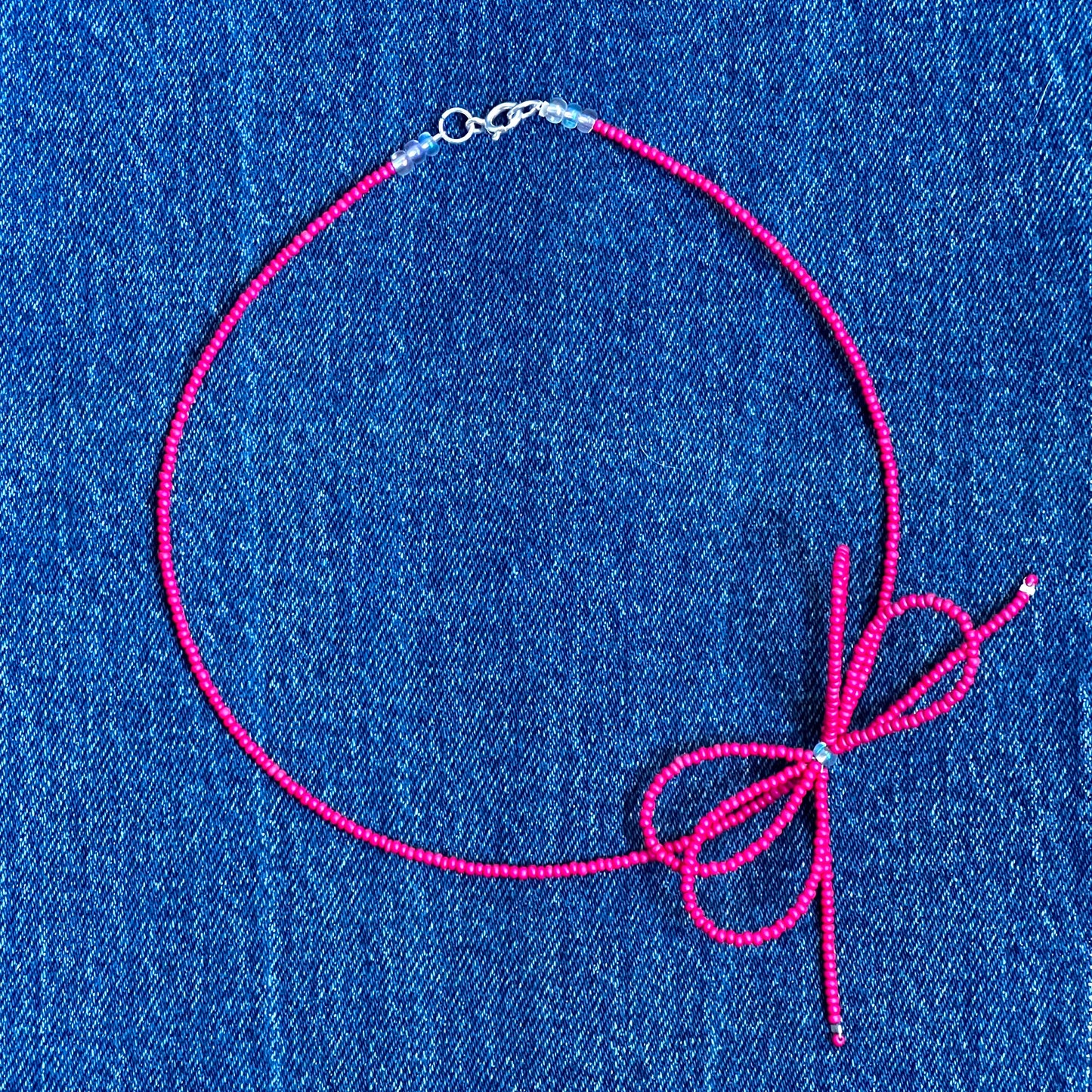 Bright Pink Single Bow Necklace