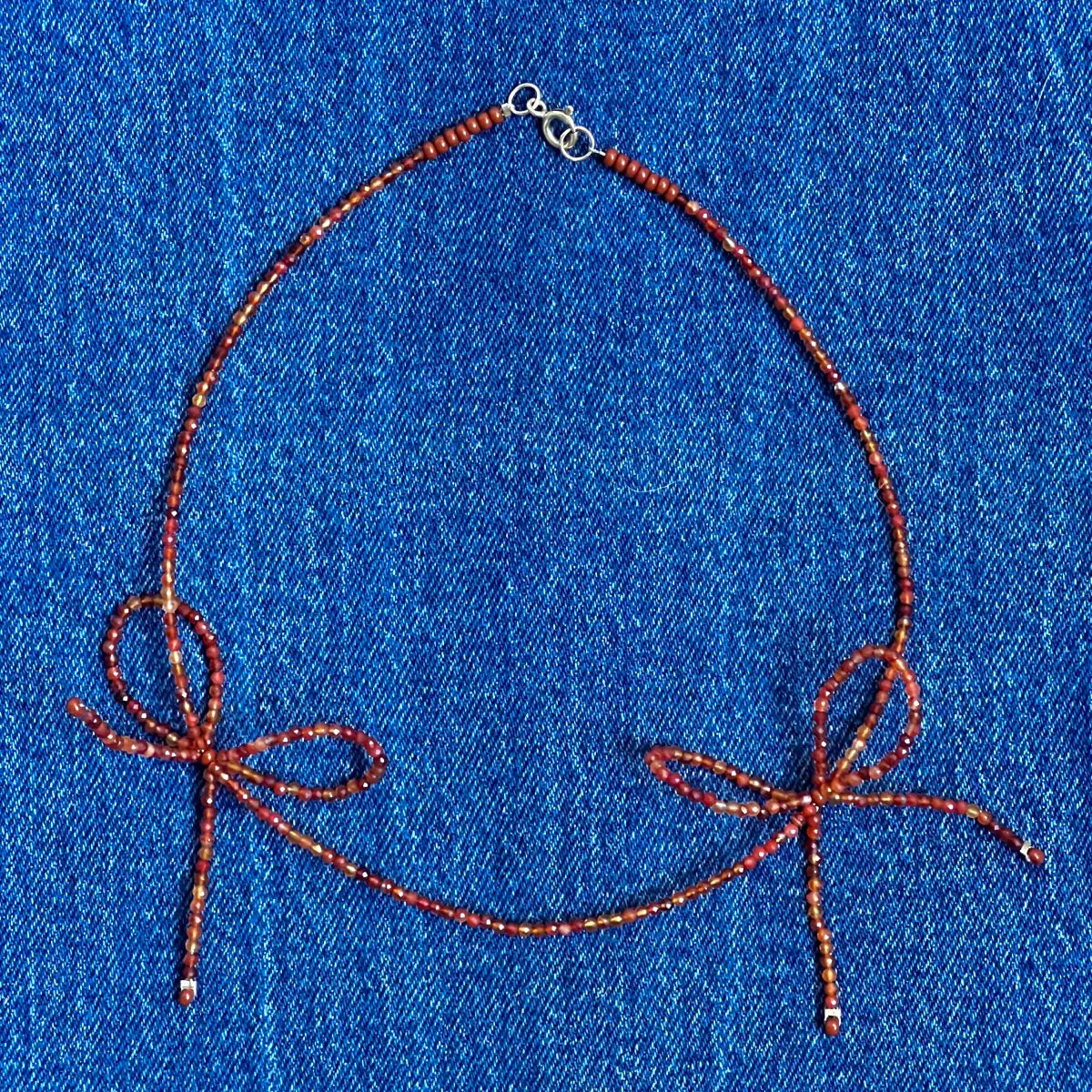 Natural Stone Bow Necklace