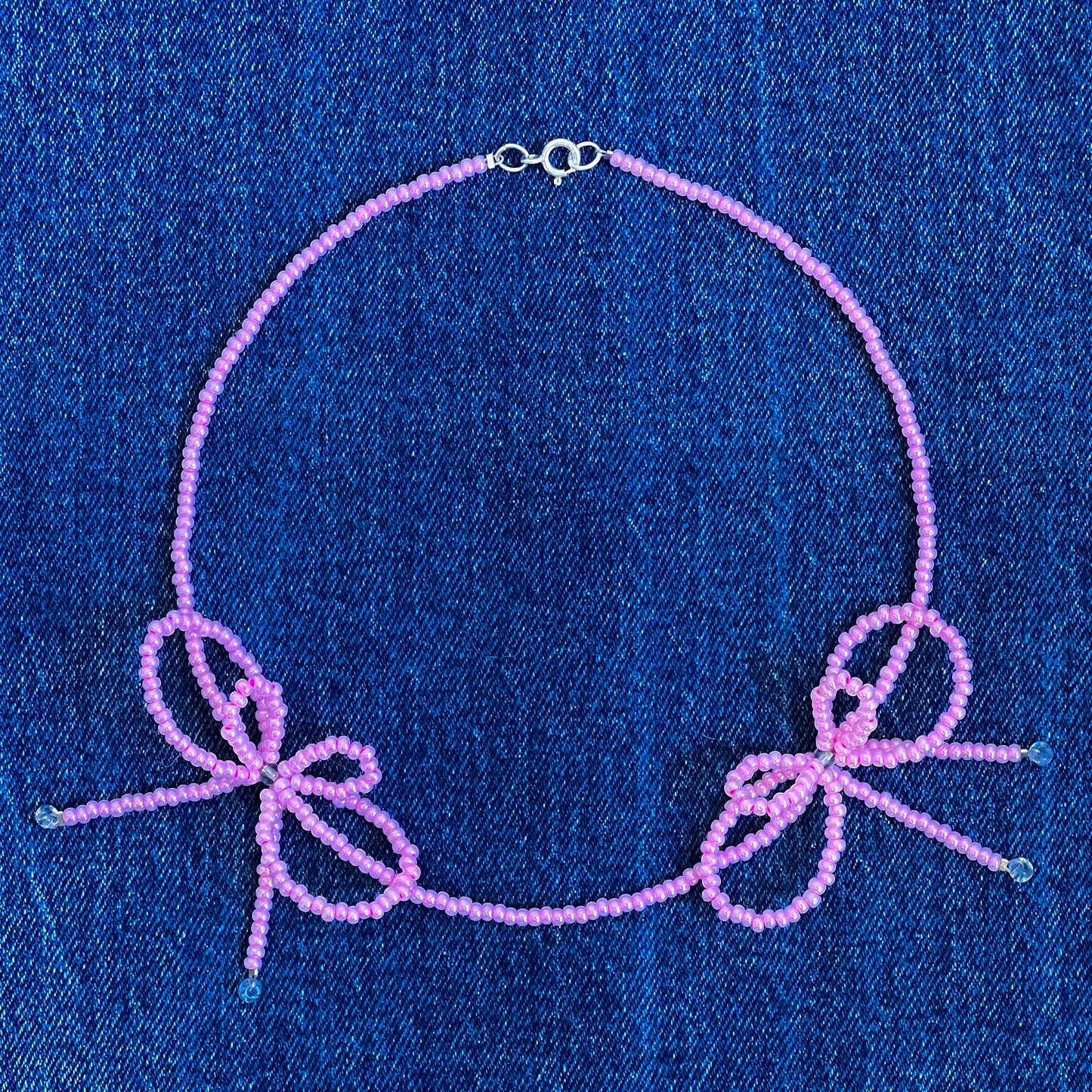 Light Pink Two Bows Necklace