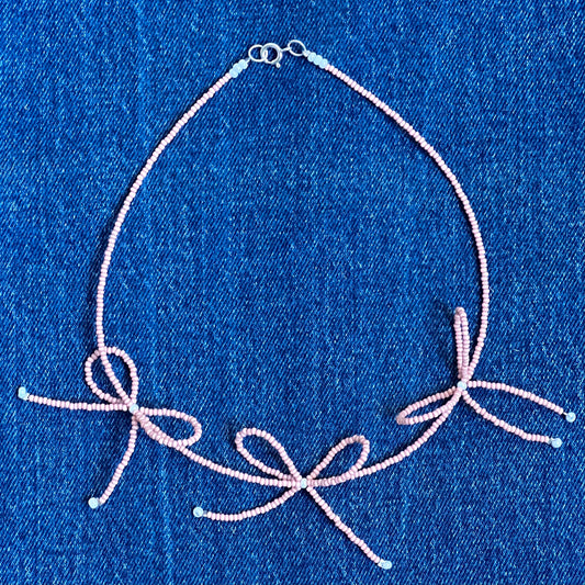 Dusty Rose Three Bows Necklace