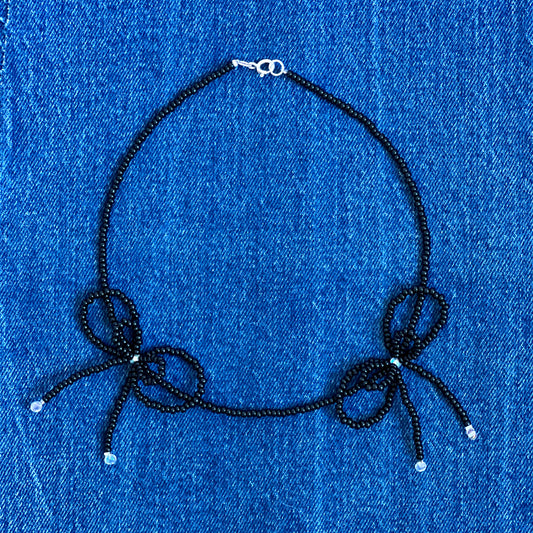 Black Two Bows Necklace